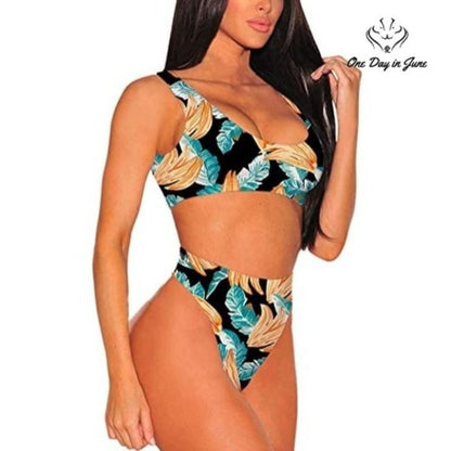 Pink Queen Crop Top High Waist Bikini Swimsuit Size M