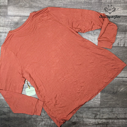 Ryegrass Burnt Brick Long Sleeve Top Size 1X