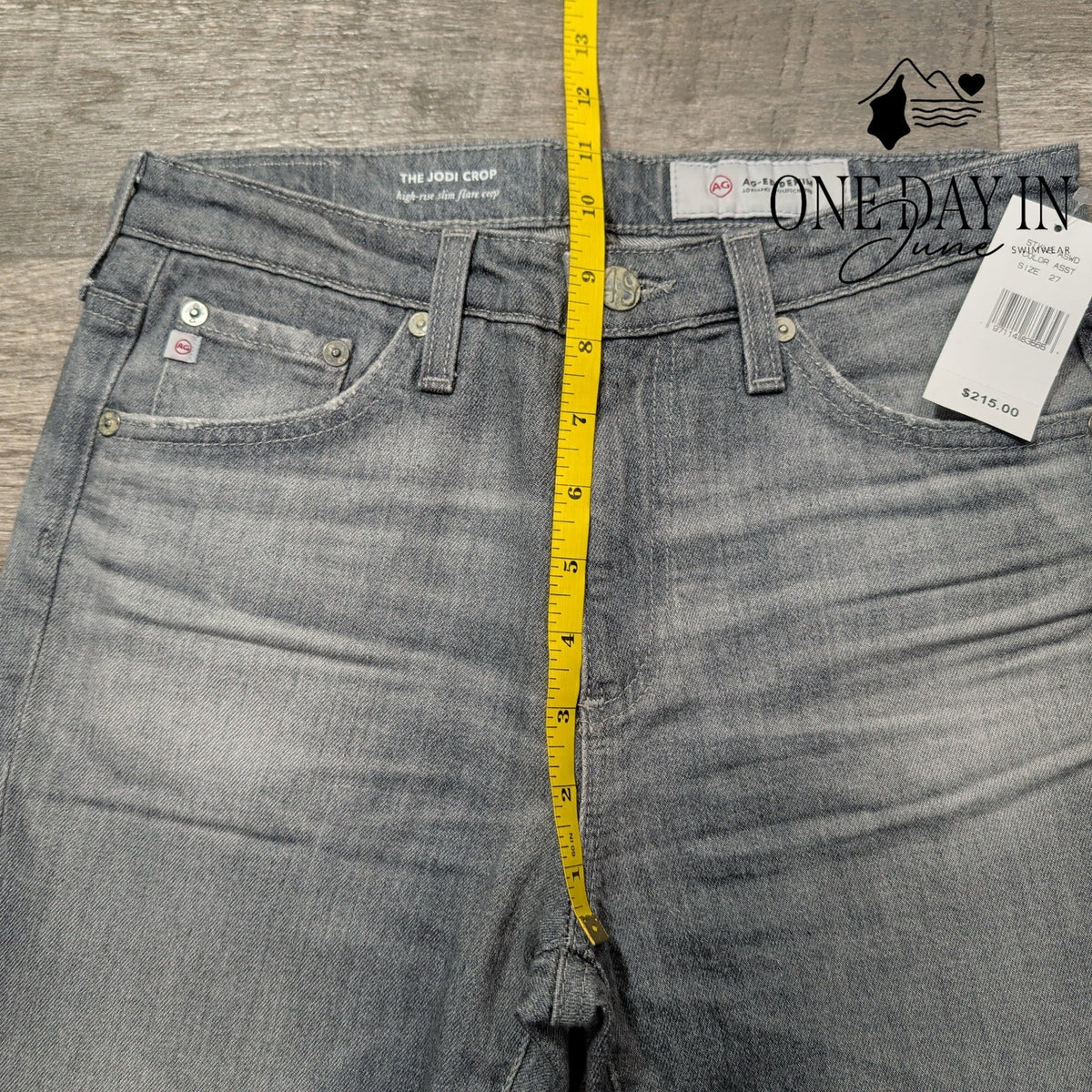 AG Adriano Goldschmied Jodi Crop High Rise Slim Flare Jeans Gray NWT Size 4 (27)