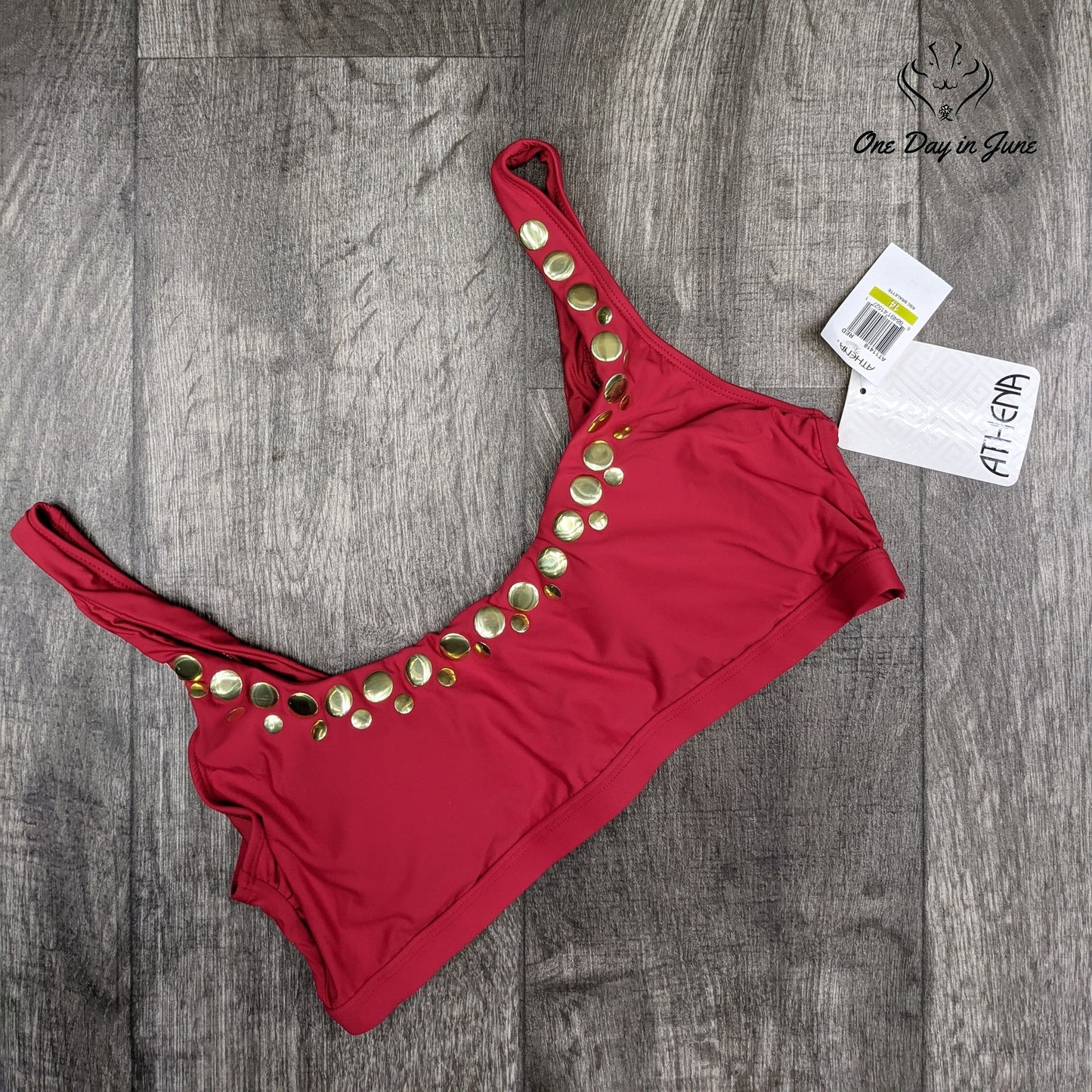 Athena Stud Bralette Bikini Top Swimsuit Size 14