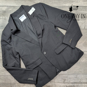 Old Navy Taylor Fitted Suit Blazer Black Jack One Button NWT Size S