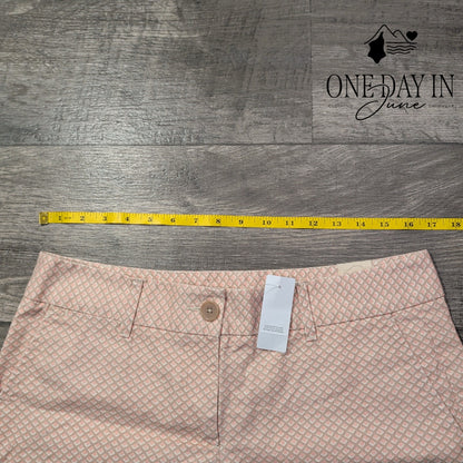 Loft Geometric Print Flat Front Shorts Pink White 6 Inch NWT Size 8