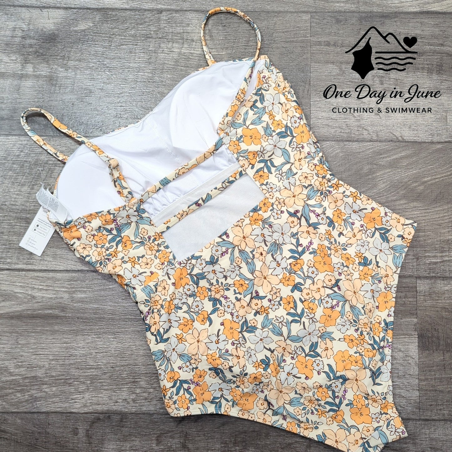Cupshe Yellow Ditsy Shirred One Piece Swimsuit Size XL