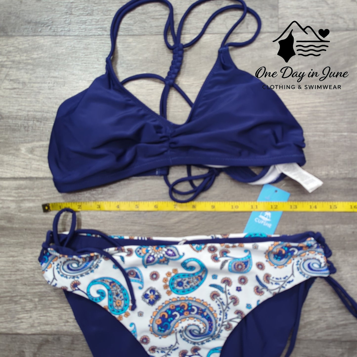 Cupshe Tie Back Tie Side Reversible Bikini Bottom Swimsuit Size L