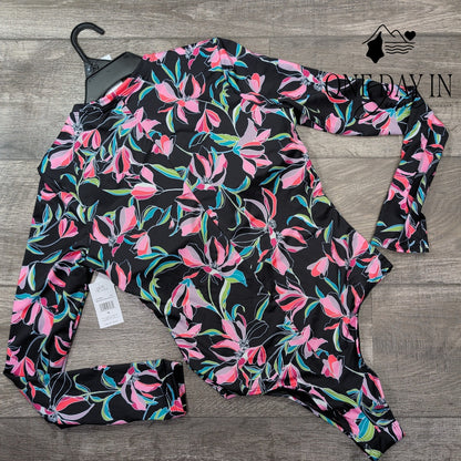 Volcom Dream In Bloom Long Sleeve Rash Guard One Piece Swimsuit NWT Size M