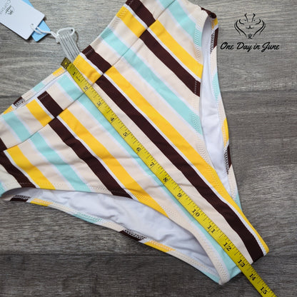 Cupshe High Waist Striped Bikini Bottom Multicolor NWT Size M