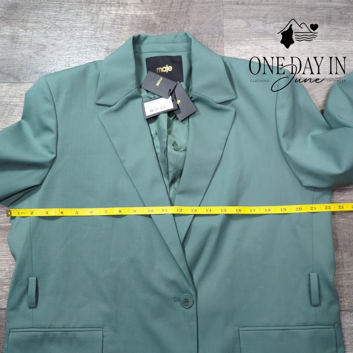 Maje Villette Blazer FR Green Wool Blend Tailored Jacket NWT $535 Size 42