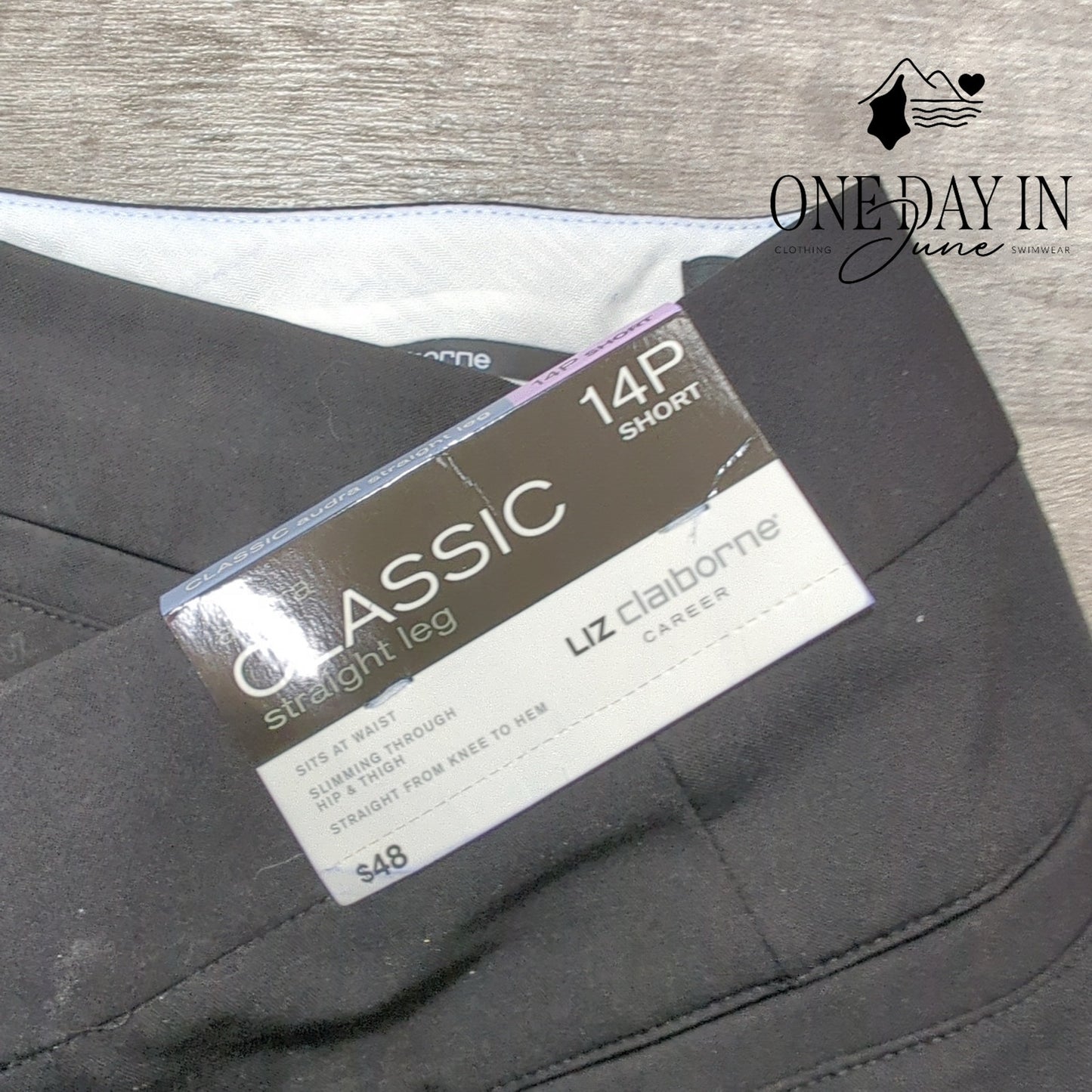 Liz Claiborne Petite Audra Classic Straight Leg Pants Size 14P