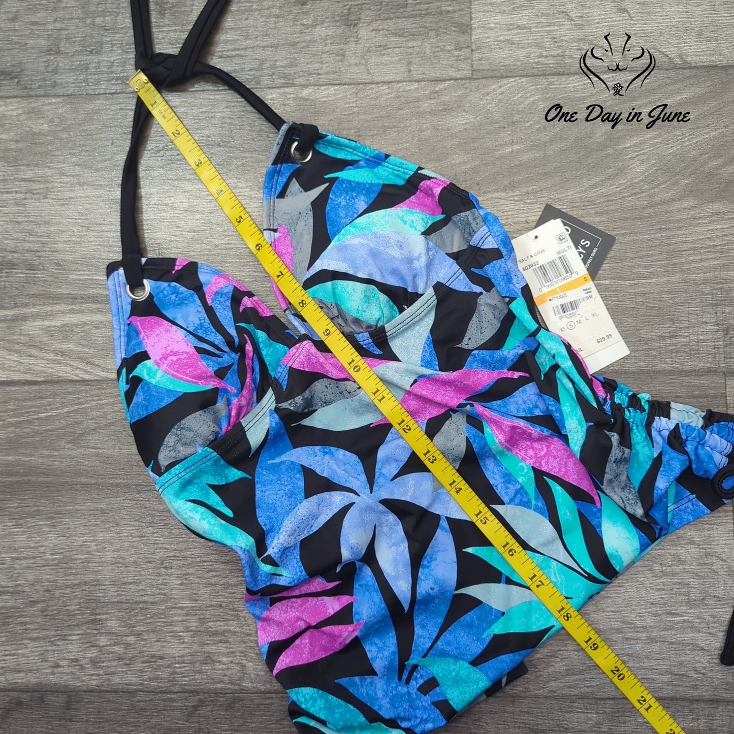 Salt & Cove Halter Ruched Tankini Top Size S