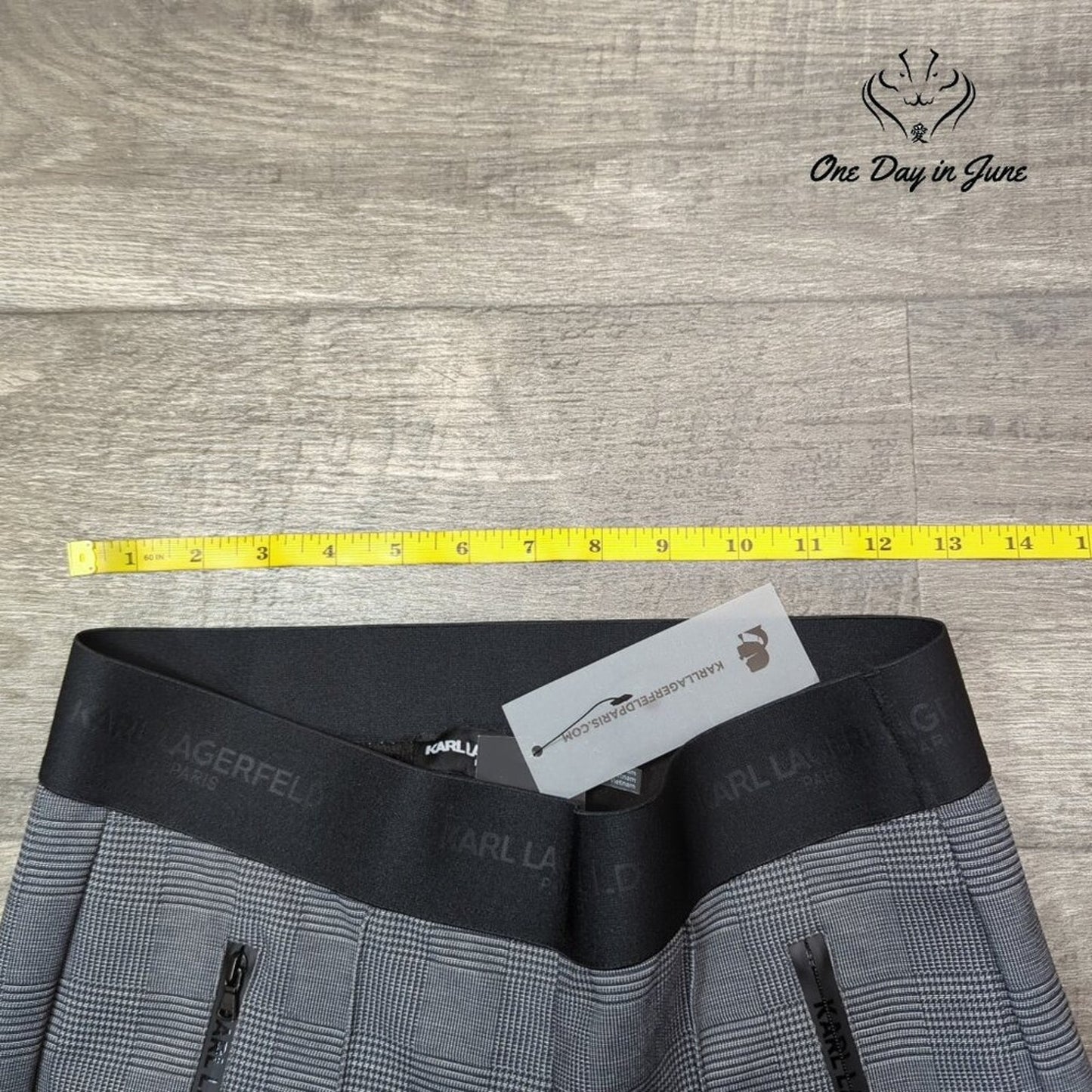 Karl Lagerfeld Paris Houndstooth Ankle Pants Gray Pull On Zip NW Size S