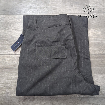 Tommy Hilfiger Metallic Pinstripe Wide Leg Cargo Pants Gray NWT Size 12