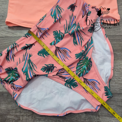 Eomenie Plus Size Ruffle Shoulder Tankini Swimsuit Tropical NWT Size 2XL