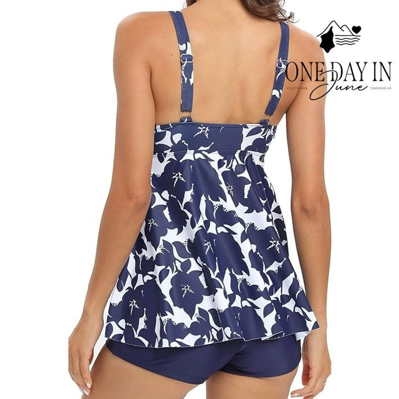Zando Twist Front Boyshort Tankini Swimsuit Size XL