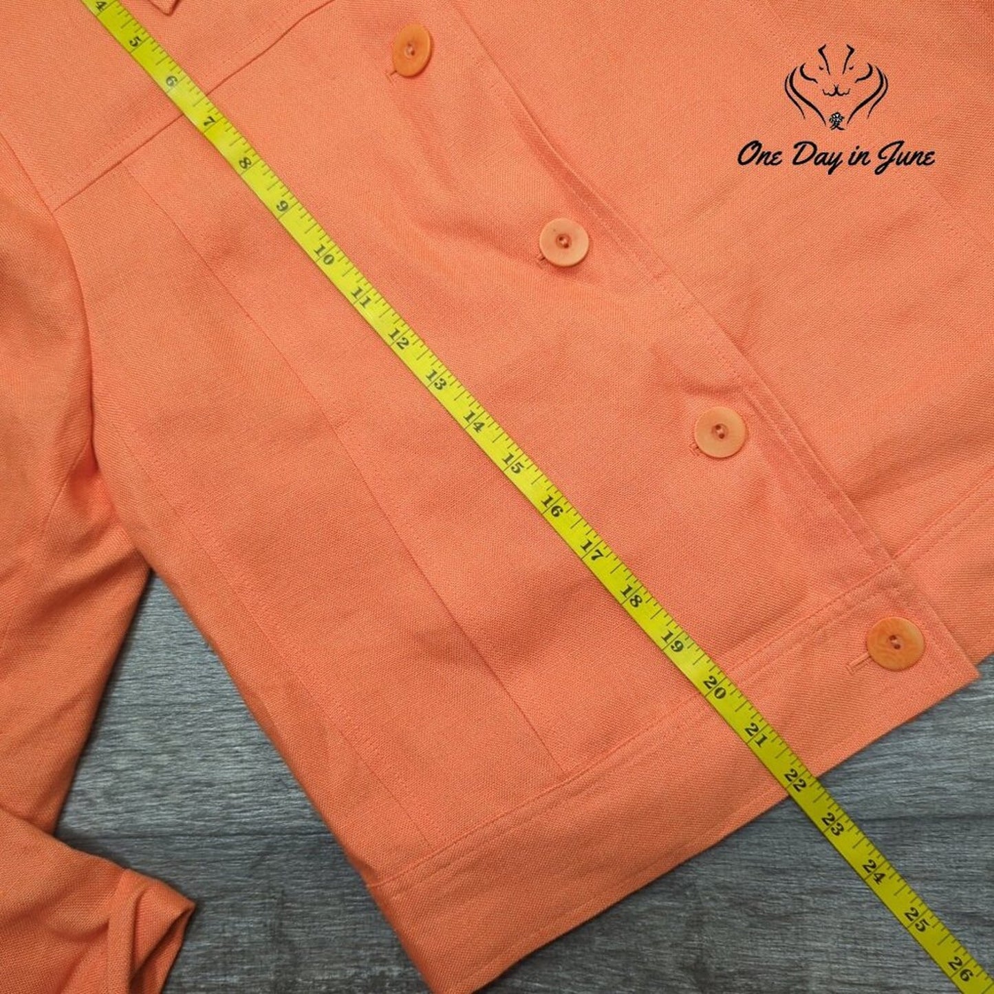 Talbots Petites Irish Linen Jacket Orange Button Front Blazer Size 10