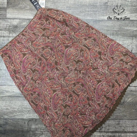 Style & Co Aged Paisley Boho Midi Skirt Size 12