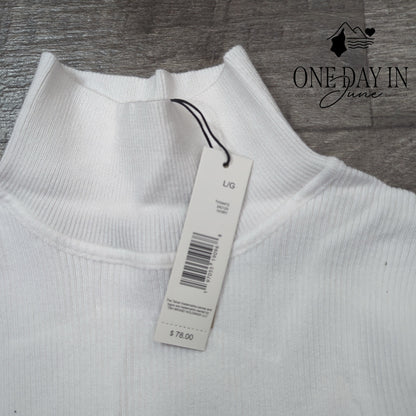 Tahari Beaded Sleeve Ribbed Long Sleeve Sweater Size L