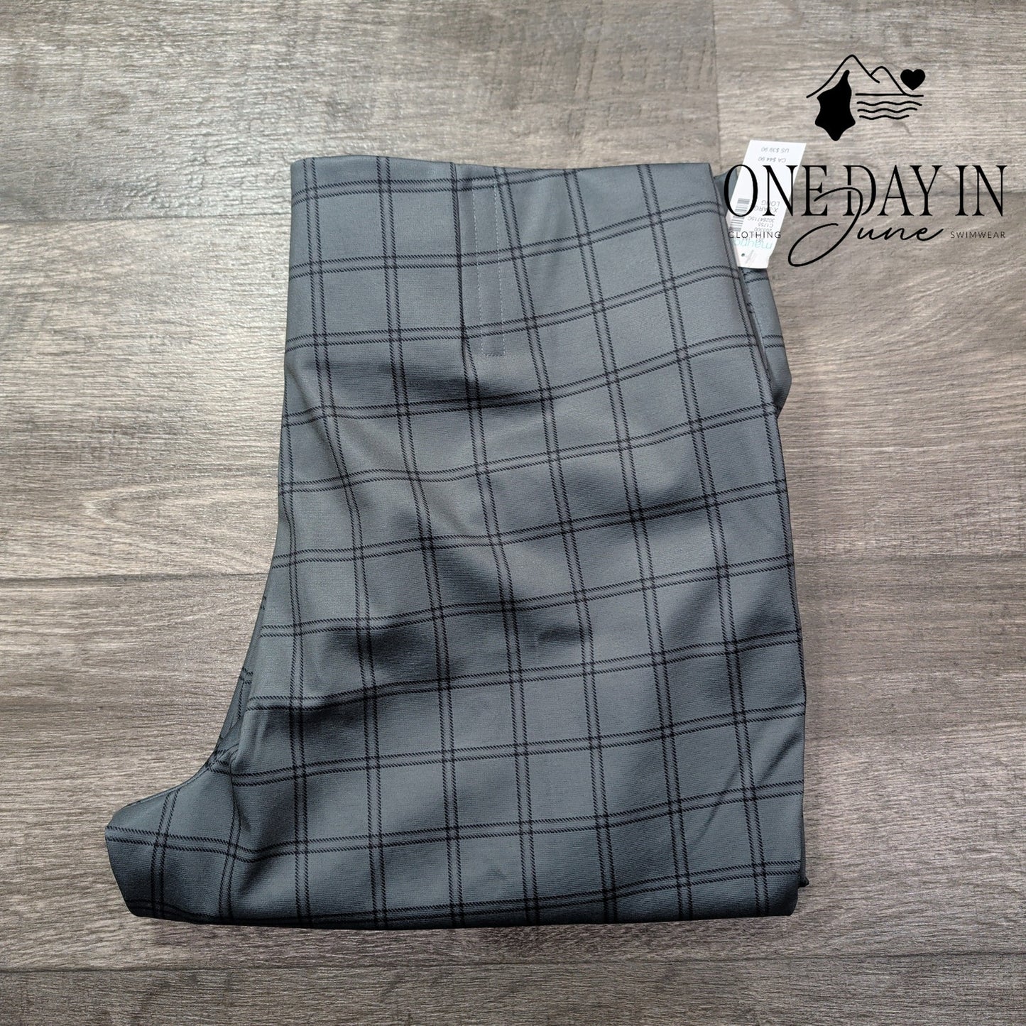 Maurices High Rise Skinny Ponte Pants Long Gray Black Plaid Pull On NWT Size XL