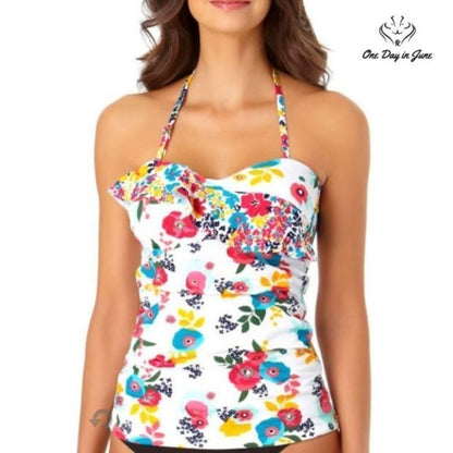 Liz Claiborne Floral Tankini Top Size M