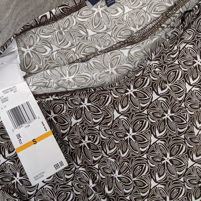 Anne Klein Floral Pleated Midi Skirt Brown Ivory NWT Size S