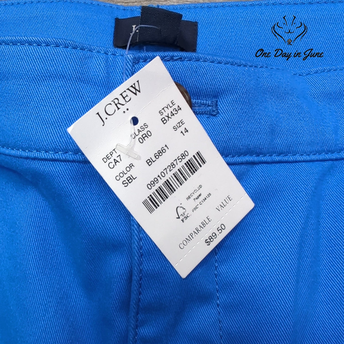 J. Crew High Rise Wide Leg Chino Pants Bright Blue NWT Size 14