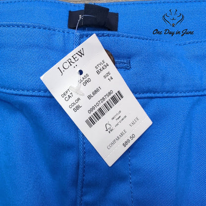 J. Crew High Rise Wide Leg Chino Pants Bright Blue NWT Size 14