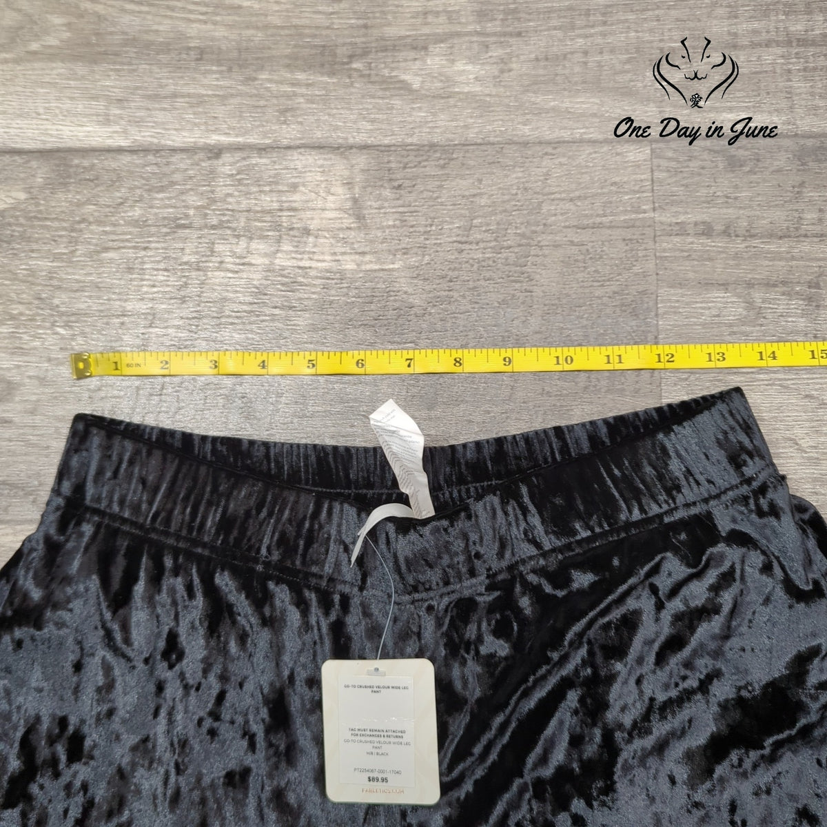 Fabletics Go-To Crushed Velour Wide Leg Pants Black NWT Size M
