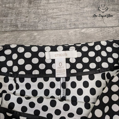 Chico's Women's Polka Dot Side Zip Mid Skirt Size S