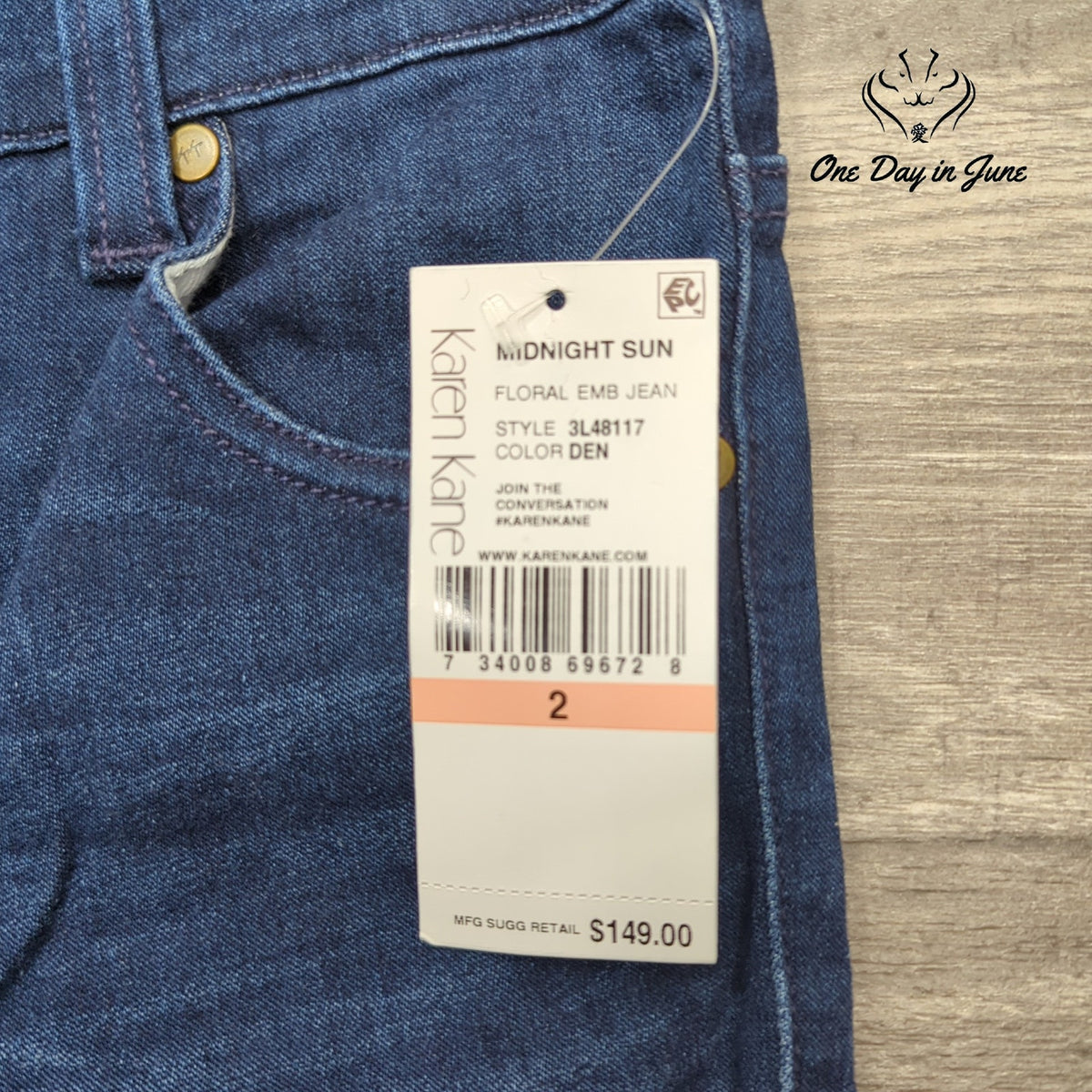 Karen Kane Midnight Sun Floral Embroidered Ankle Jeans Blue NWT Size 2