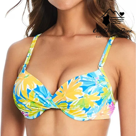 Bleu Rod Beattie Floral Molded Cup Bikini Top Size 6