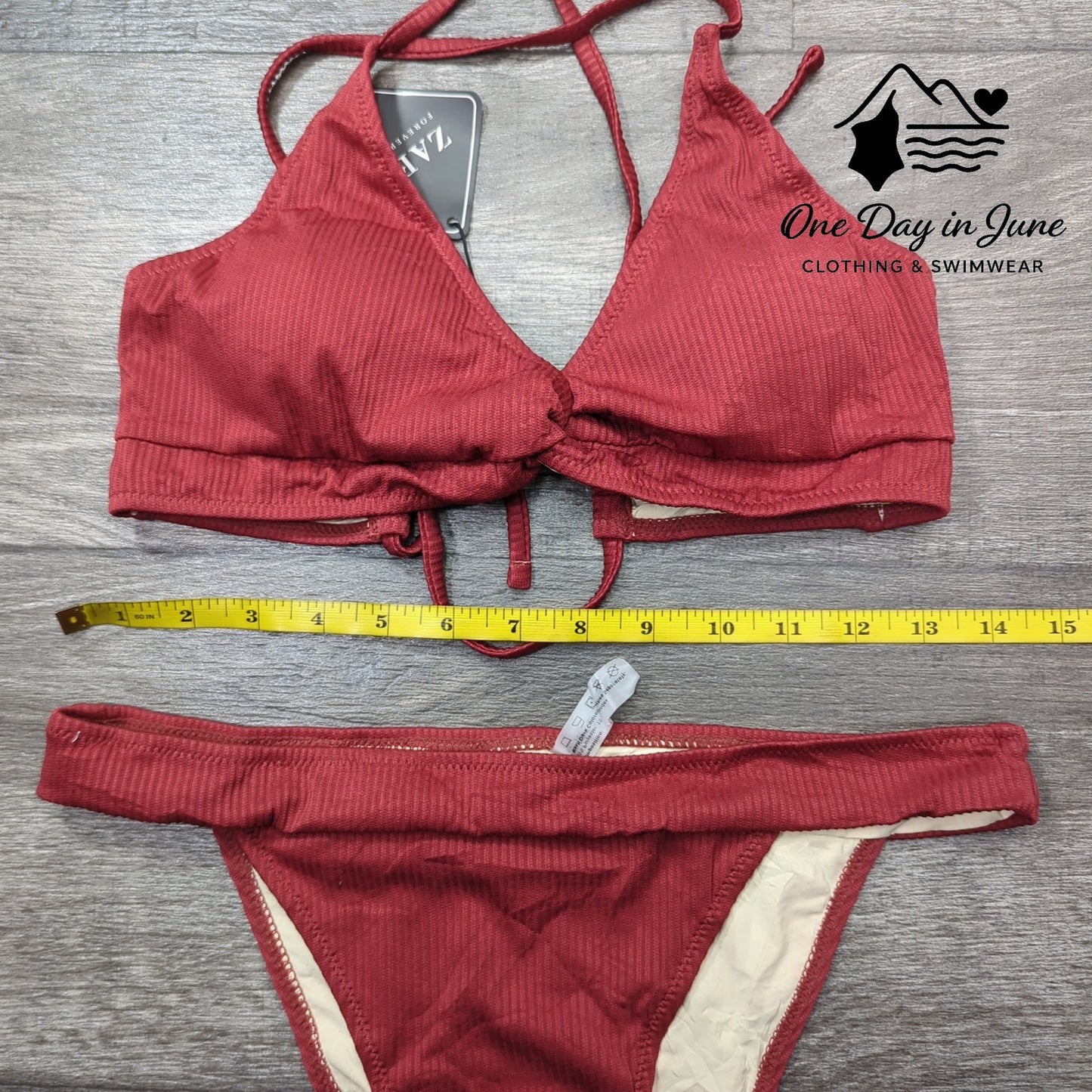 Zaful High Cut Ribbed Strappy Back Bikini Swimsuit Size 6