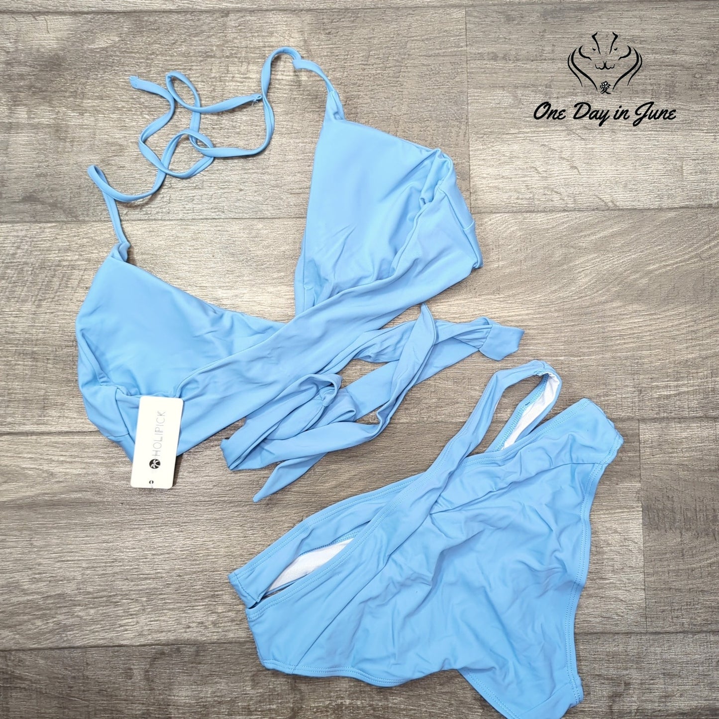 Holipick Strappy Halter Wrap Bikini Swimsuit Size L