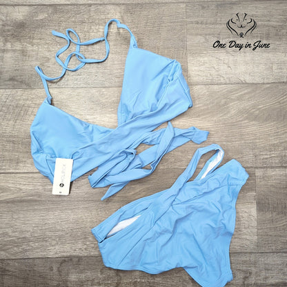 Holipick Strappy Halter Wrap Bikini Swimsuit Size L