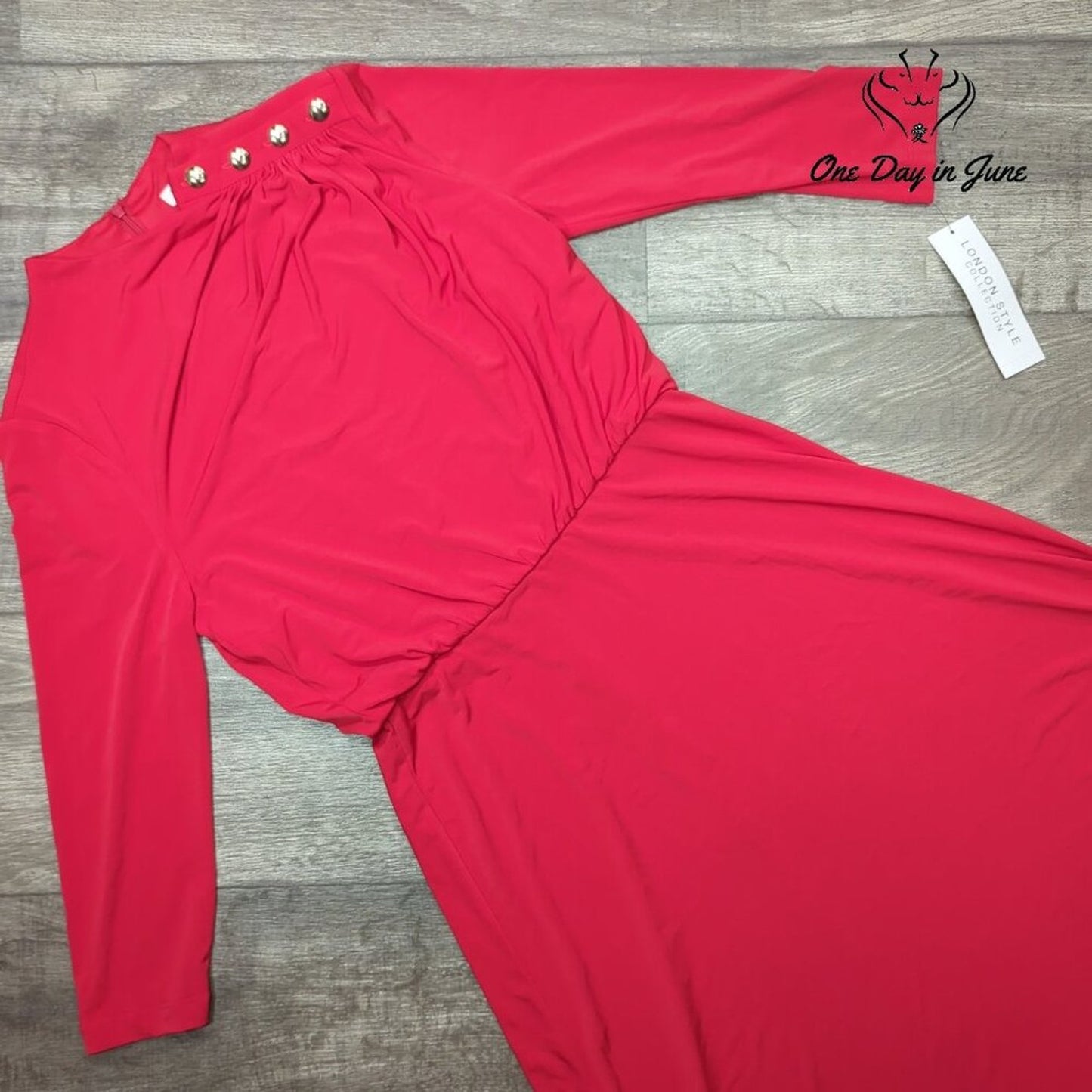 London Style Long Sleeve Midi Dress Size 4