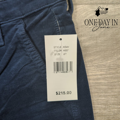 AG Adriano Goldschmied Angel Fatigue Corduroy Bootcut Pants Navy NWT Size 4 (27)