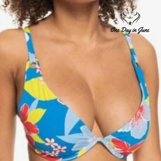 Roxy She Just Shines Underwire D Cup Bikini Top Size M