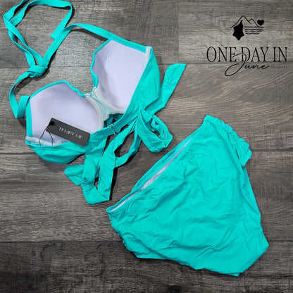 Tempt Me Molded Cup Cross Front Bikini Swimsuit Size M