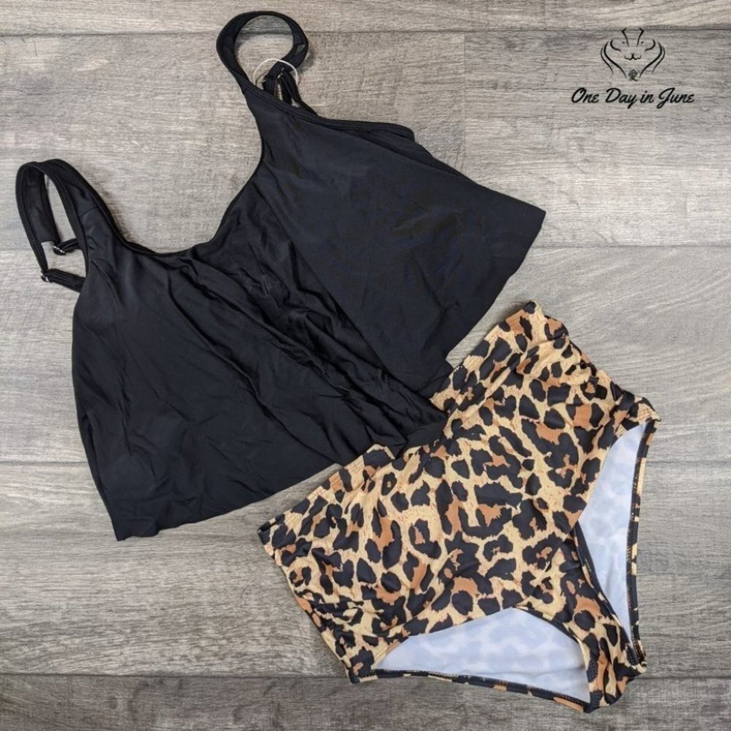 SouqFone Ruffled Flounce Top with High Waist Bikini Size M