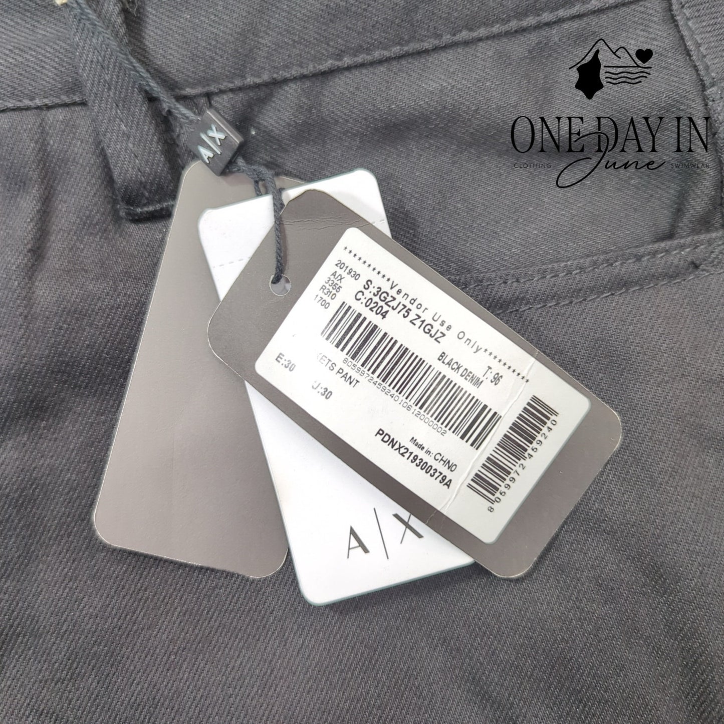 Armani Exchange J75 Slim Jeans Black Denim A|X NWT Size 30X32