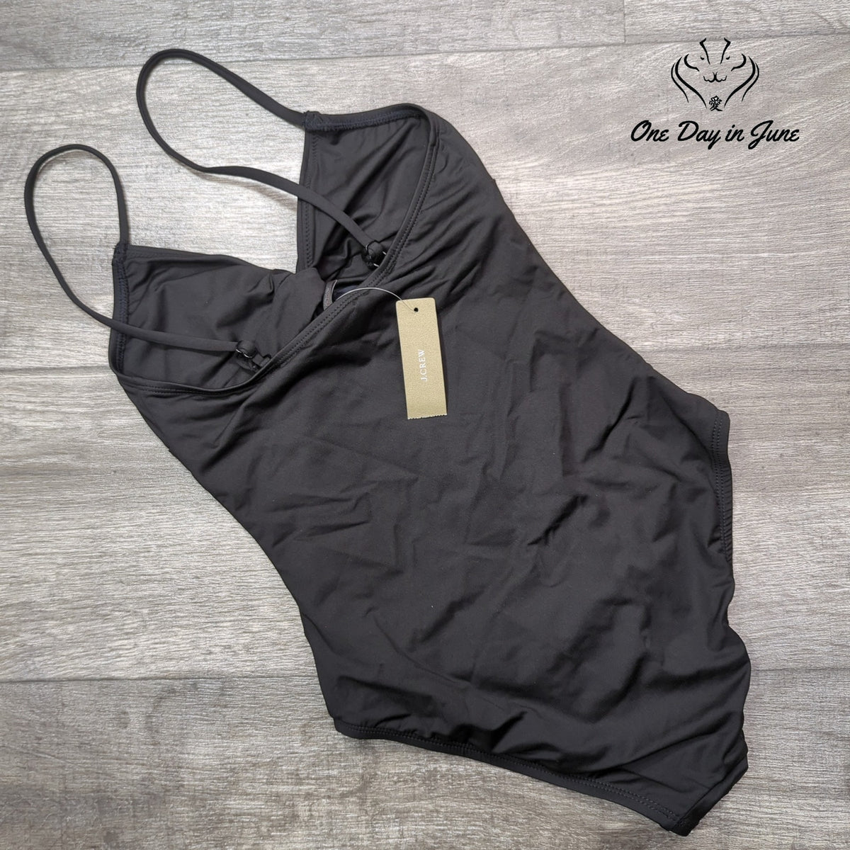 J. Crew Cross Front Twist One Piece Swimsuit Black NWT B8080 Size 00
