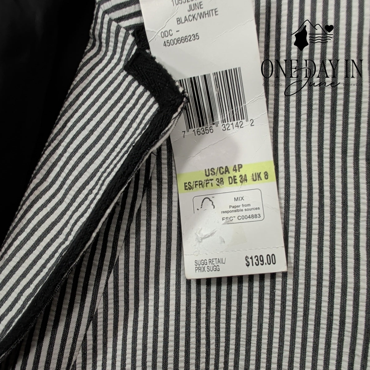 Jones New York Petite Striped 2 Button Blazer Black White NWT Size 4P