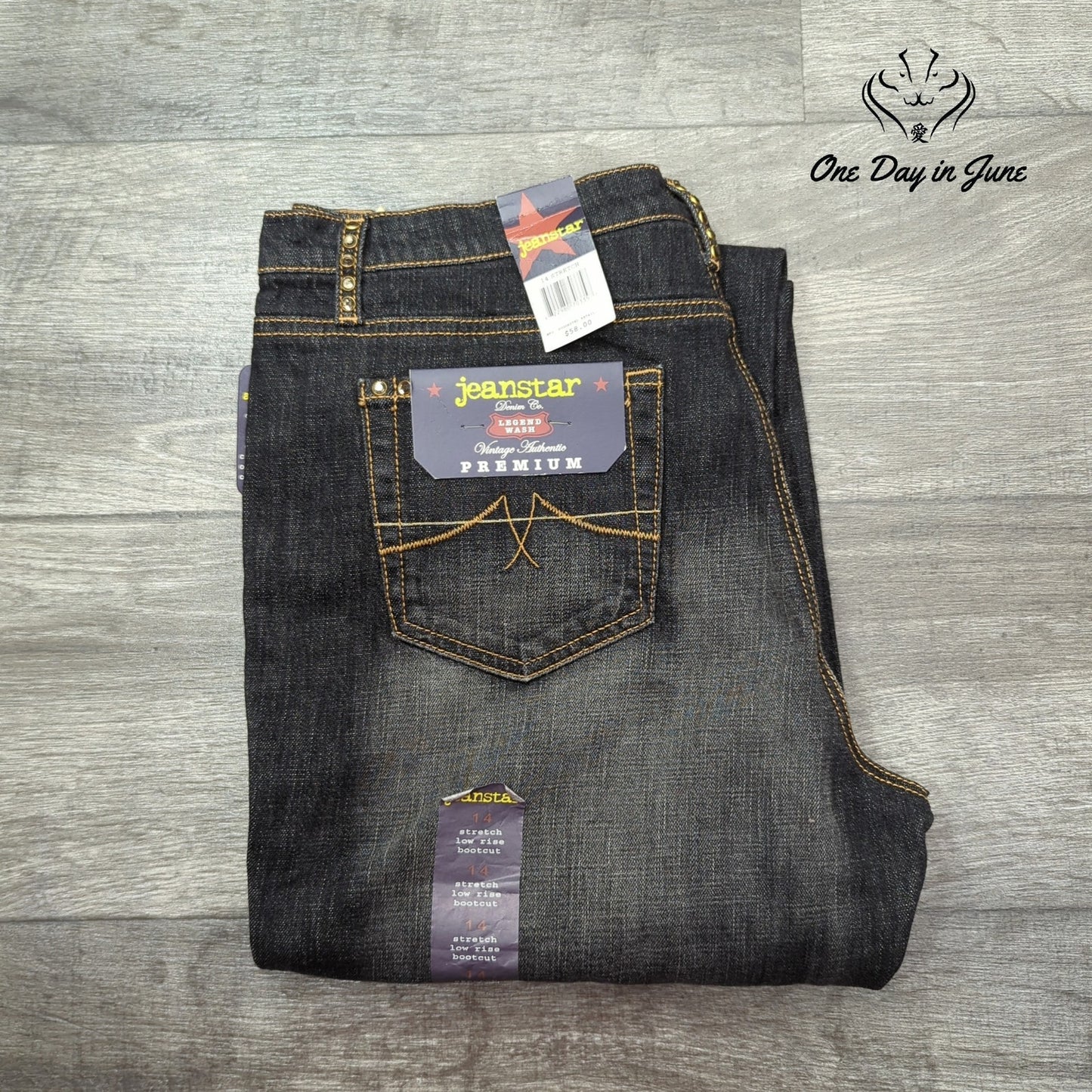 Jeanstar Vintage Authentic Legend Wash Low Rise Bootcut Jeans Size 14