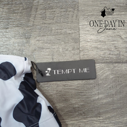 Tempt Me Cow Print Crop Bikini Swimsuit Size M