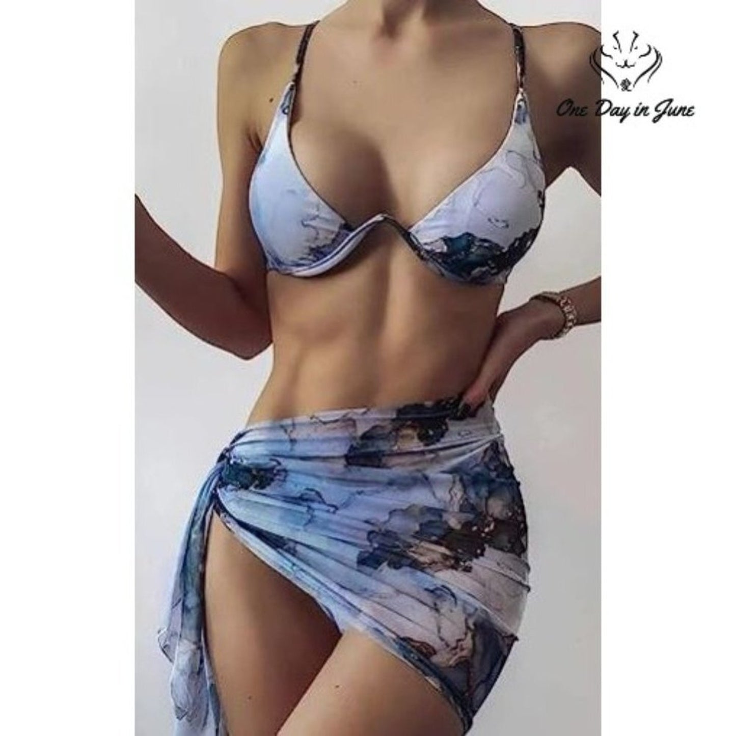 SOLY HUX 3 Piece Wire Bikini with Sarong Size M