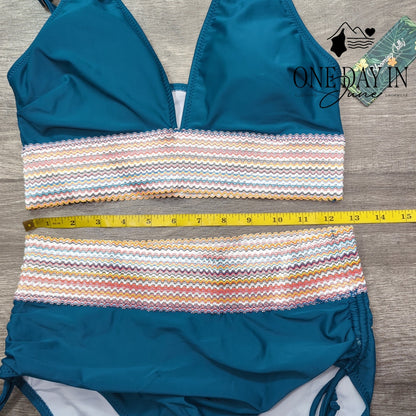 Blooming Jelly V Front High Waist Bikini Swimsuit Size M