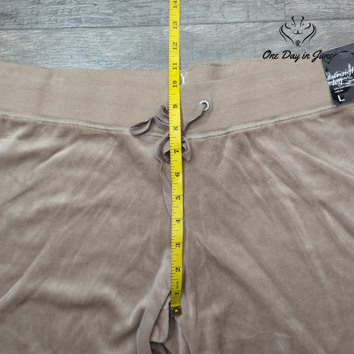 New York & Company Petite Velour Straight Leg Pants Beige Drawstring NWT Size L