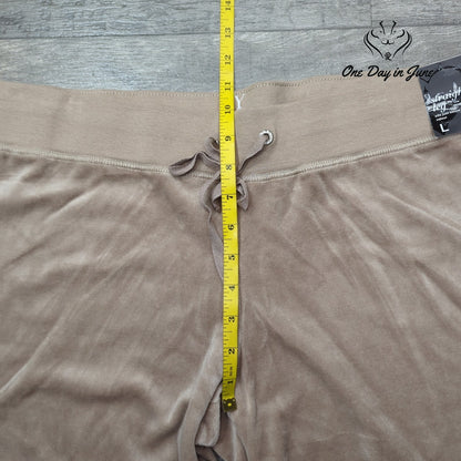 New York & Company Petite Velour Straight Leg Pants Beige Drawstring NWT Size L
