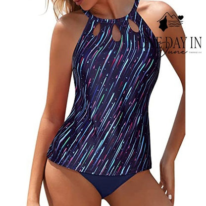 Yonique High Neck Tankini Swimsuit Size M
