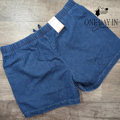 Wonderly Mid Rise Drawstring Denim Shorts Size L