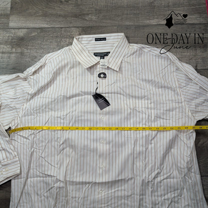 Pronto-Uomo Couture Non Iron Striped Dress Shirt 100% Cotton NWT Size 19 34/35