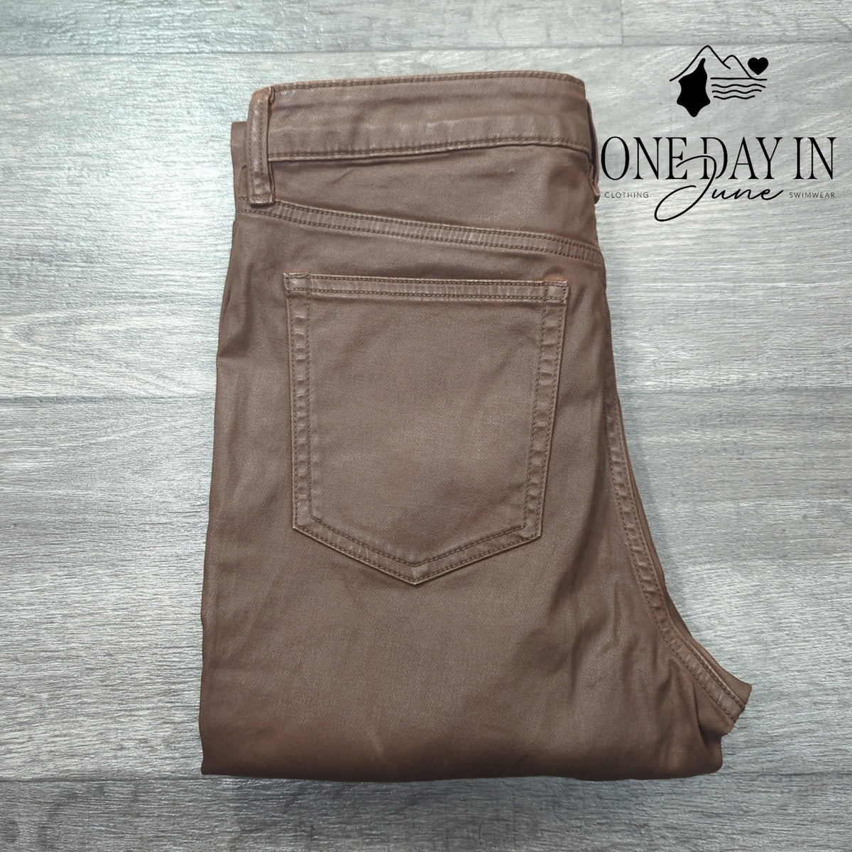 Ralph Lauren Premier Skinny Ankle Coated Jeans Brown NWT Size 8